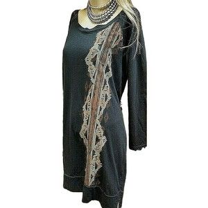 Blue Fish Dress NWT Black Hand Painted Organic Cotton Lagenlook Boho Size 0/10